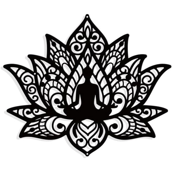 Iron Wall Art Decorations for Front Porch Living Room Kitchen Matte Style. Lotus Yoga 250x293x1mm