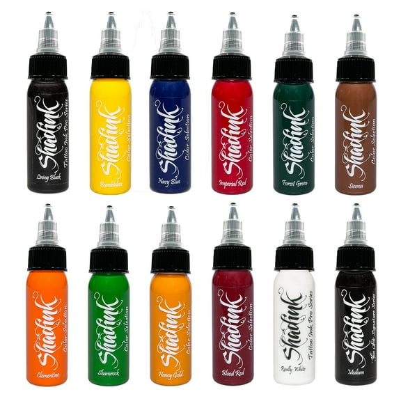 Shadink Tattoo Ink Set Professional Tattooing Inks for Color Portrait, Black & Gray Style (American and Neo Traditional Set)