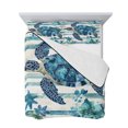 thumbnail image 7 of Teal Blue Turtle Coastal Full Size Down Alternative Comforter, Lightweight Comforter Quilt Bedding Set with Pillow Shams Vintage Stripe Botanical Beach All Seasons Bed Comforter Duvet Insert 78"x90", 7 of 7