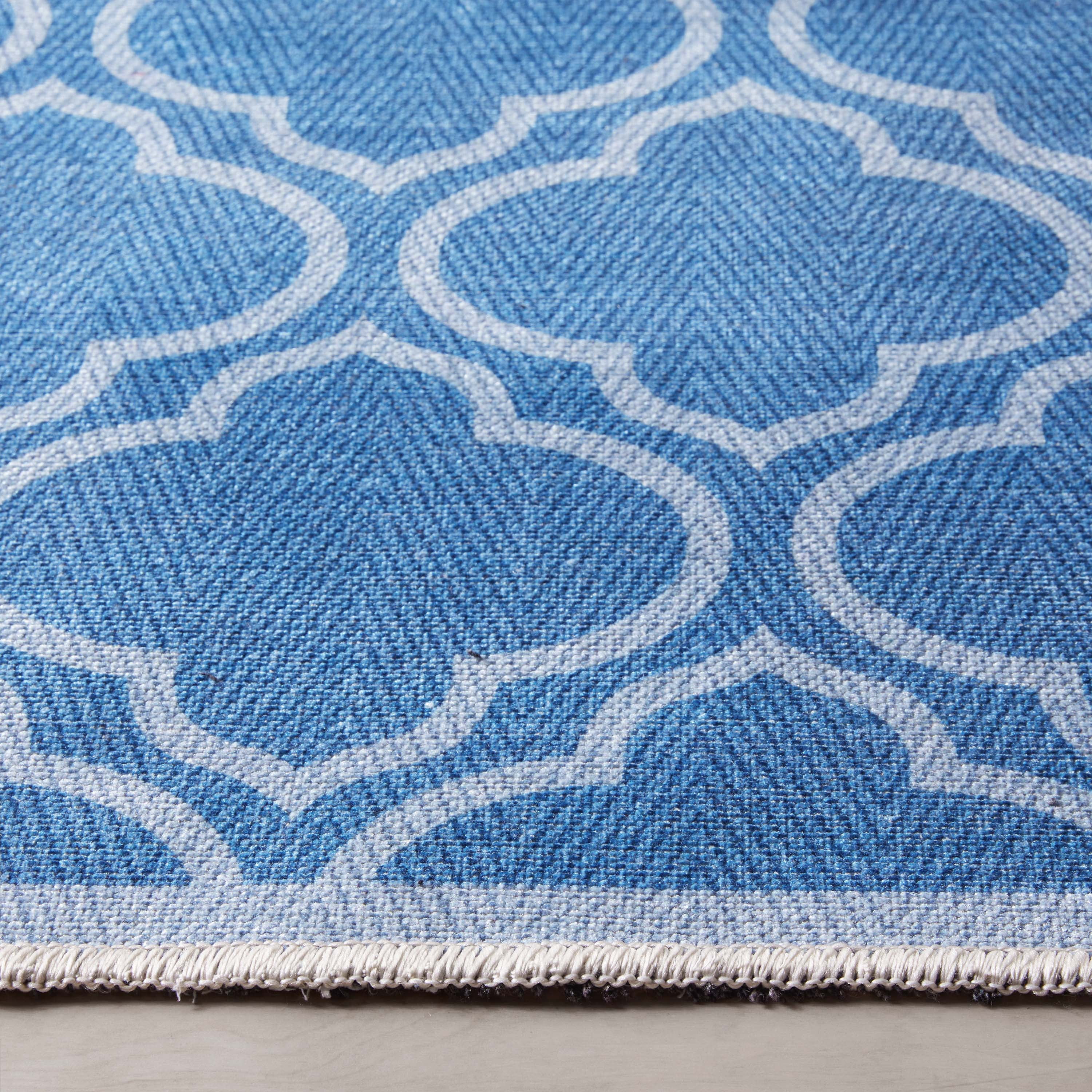 Well Woven Apollo Lattice Modern Moroccan Blue 5'3" x 7'3" Machine Washable Area Rug