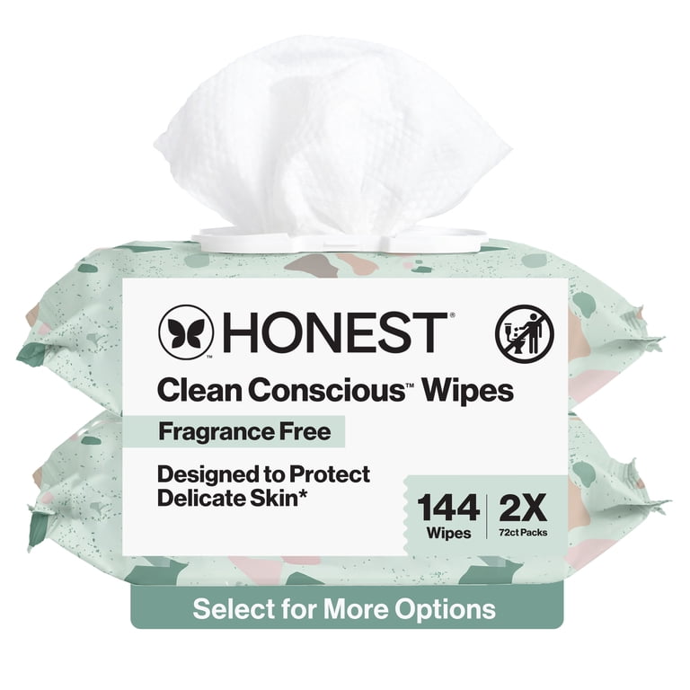 Honest Plant-Based Baby Wipes Fragrance Free, 144 Count photo 1