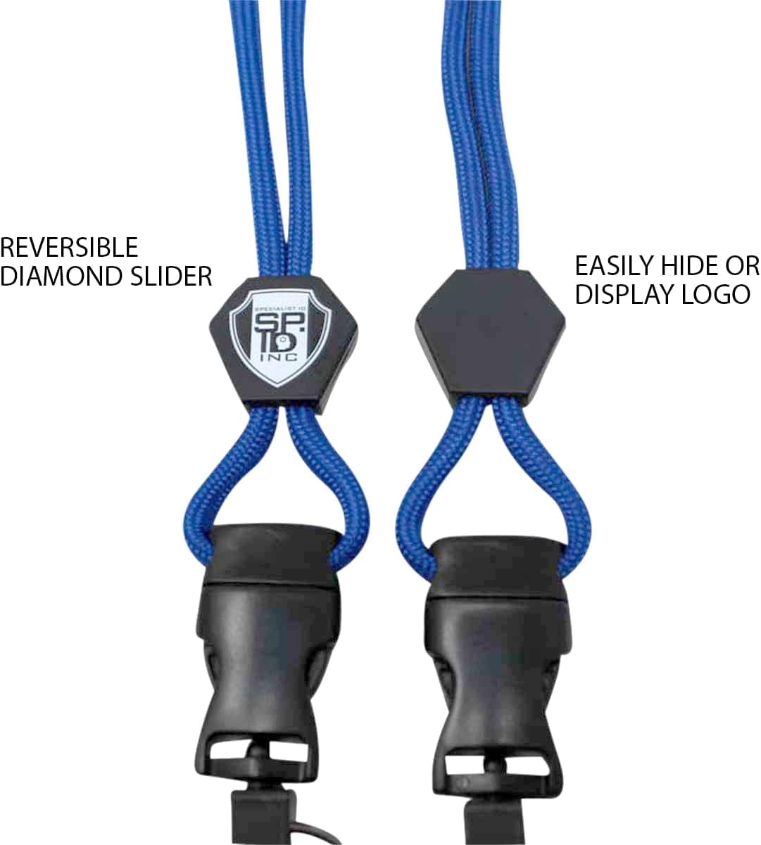 Specialist ID Vertical Top Load Three Card Badge Holder - Hard Plastic with Heavy Duty Breakaway Lanyard w Quick Release Metal Clip & Key Ring (One Holder / 3 Cards Inside) (Royal Blue)