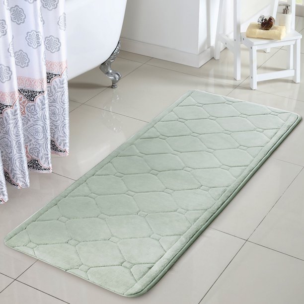 VCNY Home Bella Diamond Memory Foam Bath Runner, 24 x 60, Spa Blue