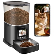 Myonaz 5L Automatic Cat Feeder with Camera 1080P HD, 2.4G/5G WiFi App Control, 2-Way Audio&Video Automatic Cat Food Dispenser (Black)