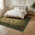 thumbnail image 3 of ODIKA 6'x9' Washable Area Rug Non-Slip, Chair-Friendly, Jungle Insect Eclectic Vines Patterned Motifs Border Motif Scatter for Dining Room, Under Table, Office Décor, 3 of 7