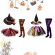 thumbnail image 2 of 3Pcs Wizard Fancy Dress Costume Set Halloween Witch Costumes Striped Thigh High Stockings Tutu Skirts Wizard Hat Set S02 Children S, 2 of 4