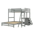 thumbnail image 5 of Twin Over Full Bunk Bed, L-Shaped Bunk Bed Frame with Built-in Desk and 3 Drawers, Solid Wood Loft Bed with Guardrail and Ladder for Kids Teens Adults, Can Be Divided Into 2 Beds, Gray, 5 of 7