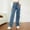 d-197Blue41, variant on MEZZALL Women Fashion Solid Color Loose Button Pant Pocket Washed Polished Waist Ripped Jeans Trousers Holiday Daliy Slacks