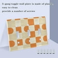 thumbnail image 3 of Yayeee Toggle Light Switch Wall Plate 3-Gang 6.37"x4.48" Decorative Outlet Cover, Orange Checkered Pattern, 3 of 7