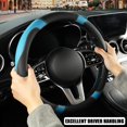 thumbnail image 5 of 15 Inch Leather Steering Wheel Cover, Breathable, Anti Slip Odor Free, Black and Blue, 5 of 12