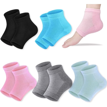 Moisturizing Gel Heel Socks Open Toe Socks Gel Lined Toeless Spa Socks for Dry Hard Cracked Heel (5P-Mixed)