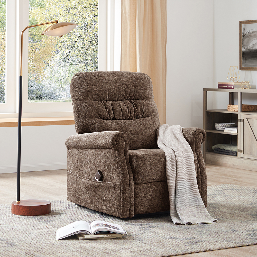 Kepooman Soft Fabric Upholstery Power Lift Recliner Chair with Remote, Brown Kepooman Soft Fabric Upholstery Power Lift Recliner Chair with Remote, Brown