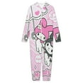thumbnail image 3 of Kuromi And My Melody Hooded Union Suit Pajama Soft Comfy PJs Sleepwear, 3 of 7