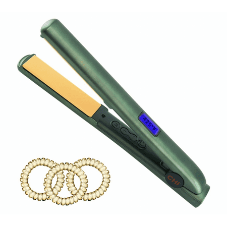 CHI Holiday Hairstyling Giftset (2PC) - Original Digital Ceramic 1" Hairstyling Iron, Poison Ivy + 3 Hair Ties