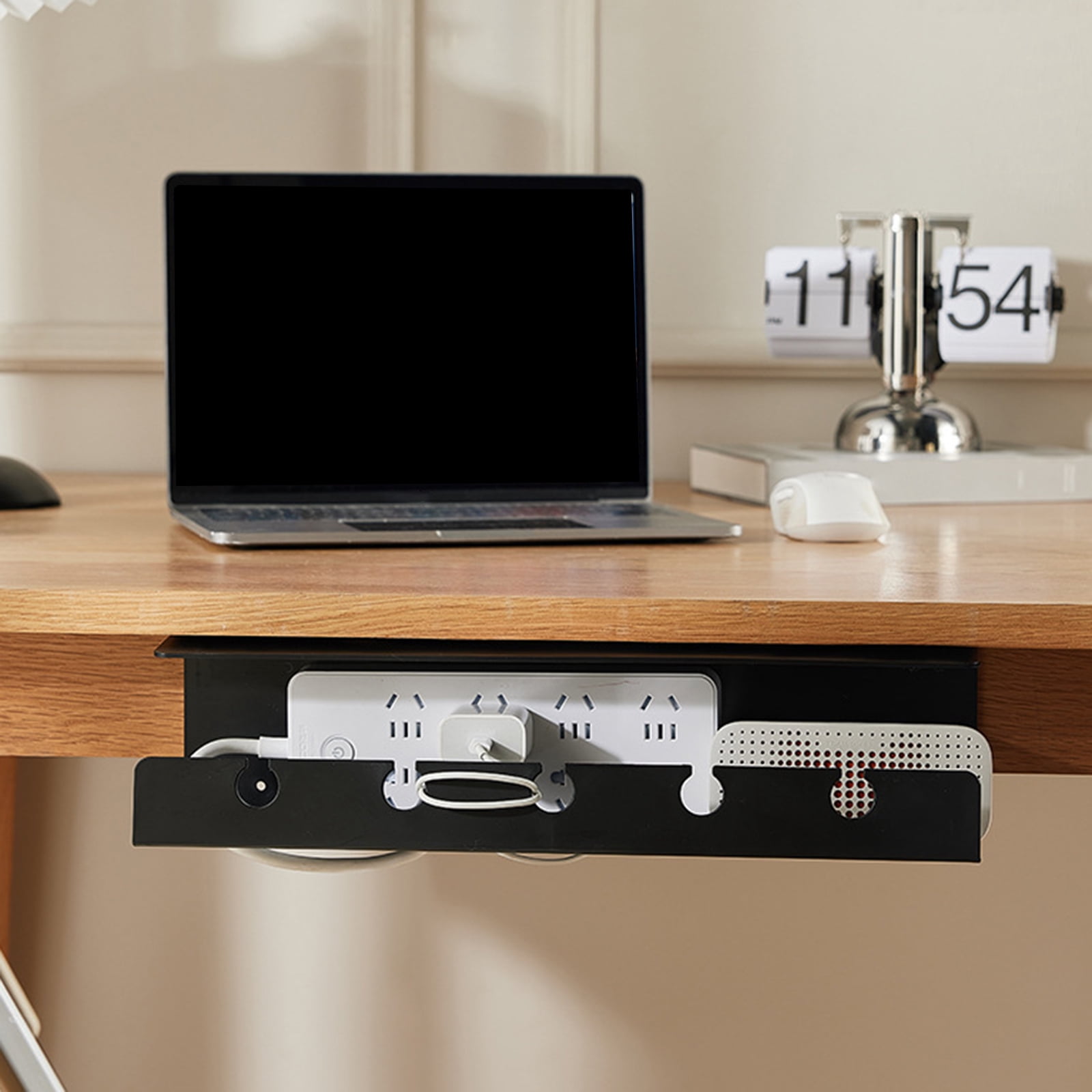 Under Desk Cable Management Tray, Not Drill Iron Desk Cable Organizers, Wire Management Tray Cable Management Rack