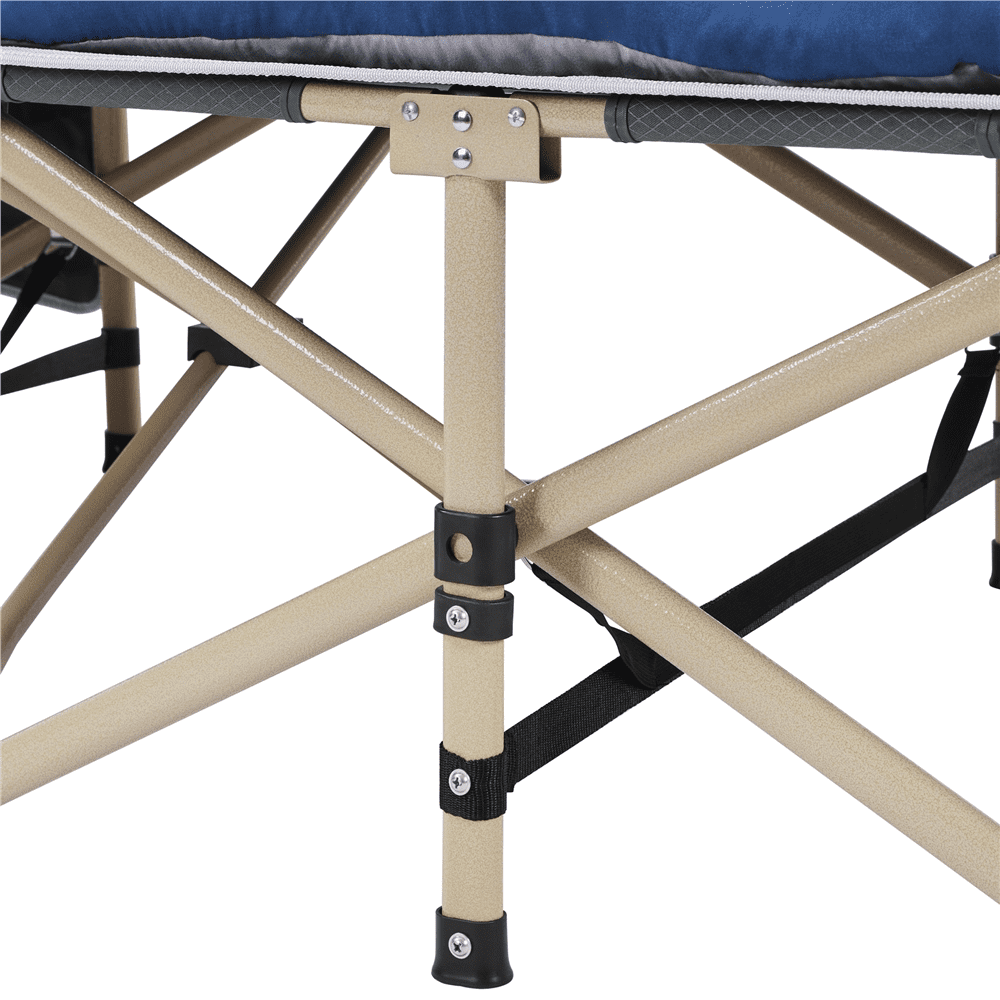 Renwick Folding Camping Cot with Mat and Carry Bag, Gray Cot/Blue Pad