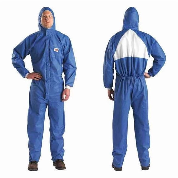 3m Hooded Disposable Coveralls, M, Blue, SMMS 4530-BLK-M