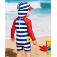 thumbnail image 5 of Aideaone 4th of July Baby Infant Boys Swimsuit with Sun Hat American Flag Independence Day Long Sleeve Swimwear for Boys 3-24 Months, 5 of 6
