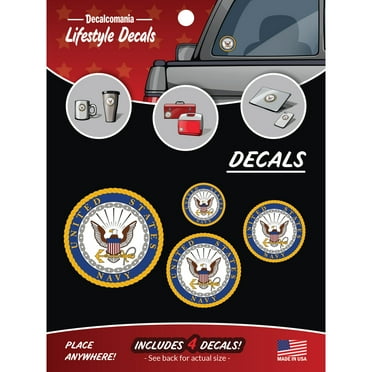 U.S. Navy Decals - Set of 4 US Military Stickers for Truck or Car Windows, Phones, Tablets & Laptops by Decalcomania