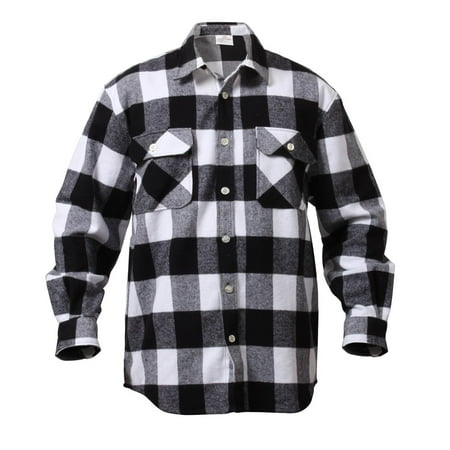 Buffalo Plaid Flannel - Rothco Extra Heavyweight Buffalo Plaid Flannel Shirts - White Plaid, 4X-Large