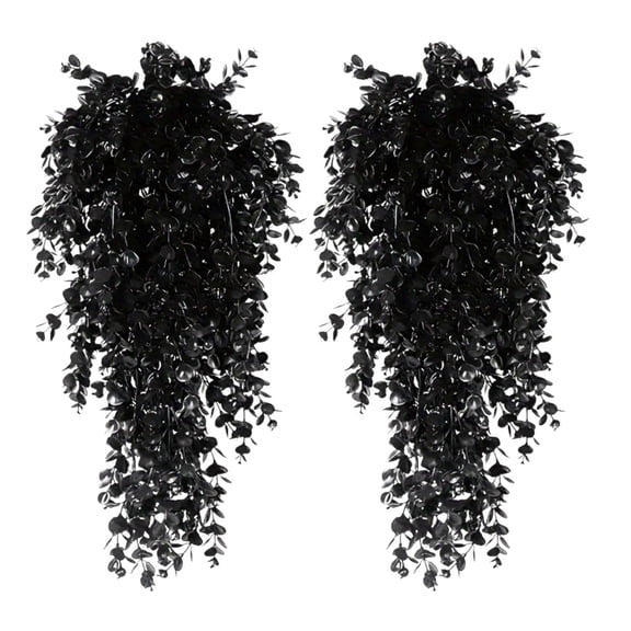 Gothic Black Hanging Vines, Trailing Artificial Black Leaves Wall Plant, Spooky Halloween Decor for Front Door Porch Indoor Outdoor Use Halloween Decorations