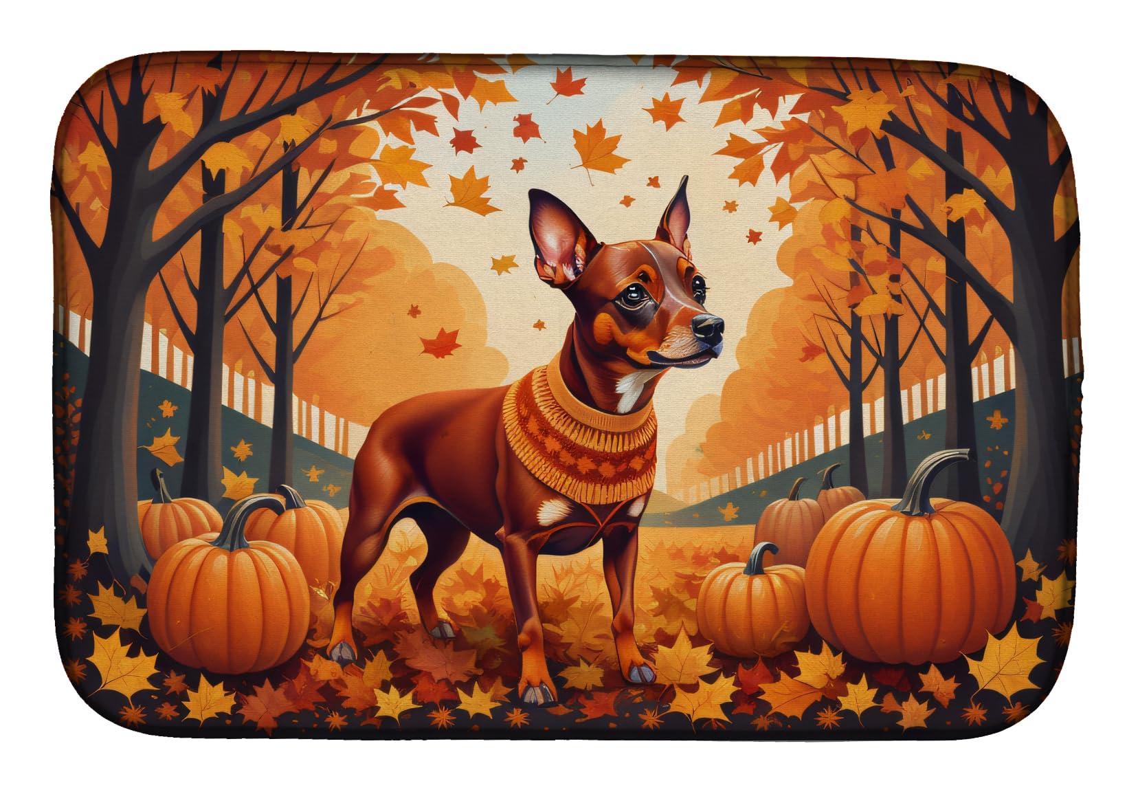 Vizsla Fall Dish Drying Mat 14 in x 21 in