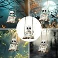 thumbnail image 4 of Halloween Swinging Ghost & Cat Figurine - 3.15 Inch Resin Sculpture Cute Skeleton Holding Cat Garden Statue,Adorable Ghost with Cat Prop, Halloween Garden Figurine Halloween Ornament(White), 4 of 9