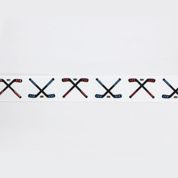 UNIQUE CREATIV, Ribbon, Printed Grosgrain, Hockey, 20mm x 5.4m (0.78" x 18ft)