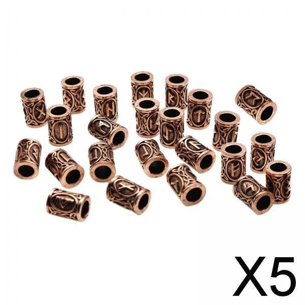 5x 24 Piezas de de Runas Nórdicas de 10mm para Manualidades, Colgante de Barba para El Cabellero, Antigua DIY, Colgantes de de 5 piezas