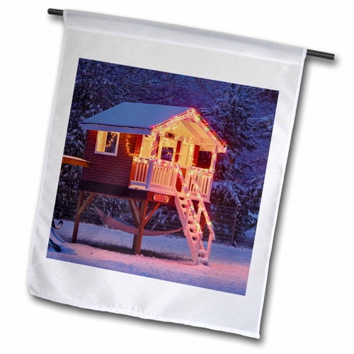 3dRose, Playhouse in Winter snow, Louisville, Kentucky - US18 AJE0451 - Adam Jones, 12 x 18 inch Garden Flag