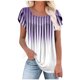 thumbnail image 1 of Tops de Algodón para las Mujeres Impreso Botón 3/4 Manga Suelta Tee, Suave Casual 3/4 Manga Superior, 1 of 5