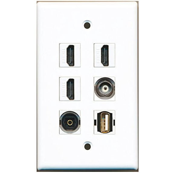 RiteAV - 3 HDMI 1 Port USB A-A 1 Port Toslink 1 Port BNC Wall Plate