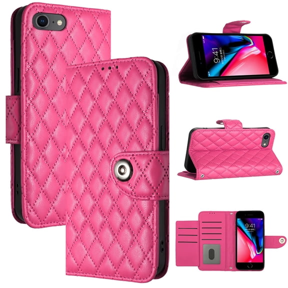 for iPhone 16e Wallet Case, Elegant Card Holder Cash Slot PU Leather Kickstand Wrist Strap Wallet Shockproof Protective Flip Women Girls Case Cover for iPhone 16e, Rose