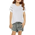 thumbnail image 2 of AWZXDE Girls Summer Ruffled Trim Short Sleeve Solid Tee,Breathable Casual T-Shirt with Lace Detail for Kids Play/Outings White,12-13 Years, 2 of 4