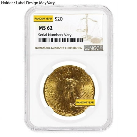 $20 Gold Double Eagle Saint Gaudens NGC MS 62 (Random Year)