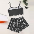 thumbnail image 6 of MuXiKeJi Clothes Halloween Pajamas For Women Sexy Y2k Cute Print Fall Pajama Ruffle Sleeveless Cami Crop Top and Elastic High Waist Shorts 2 Piece Set Funny Skeleton Spooky Lounge Holiday Pjs, 6 of 6
