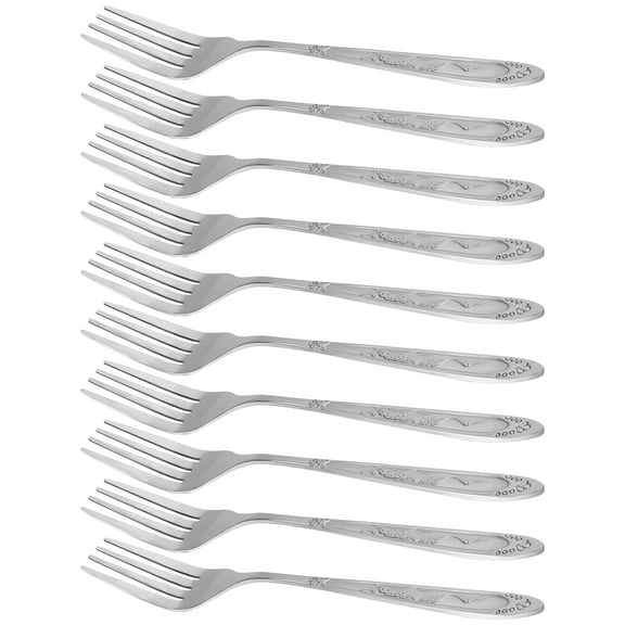 Uxcell Household Tableware Stainless Steel Dinner Fork 7.3 Inches Length 10 Pcs