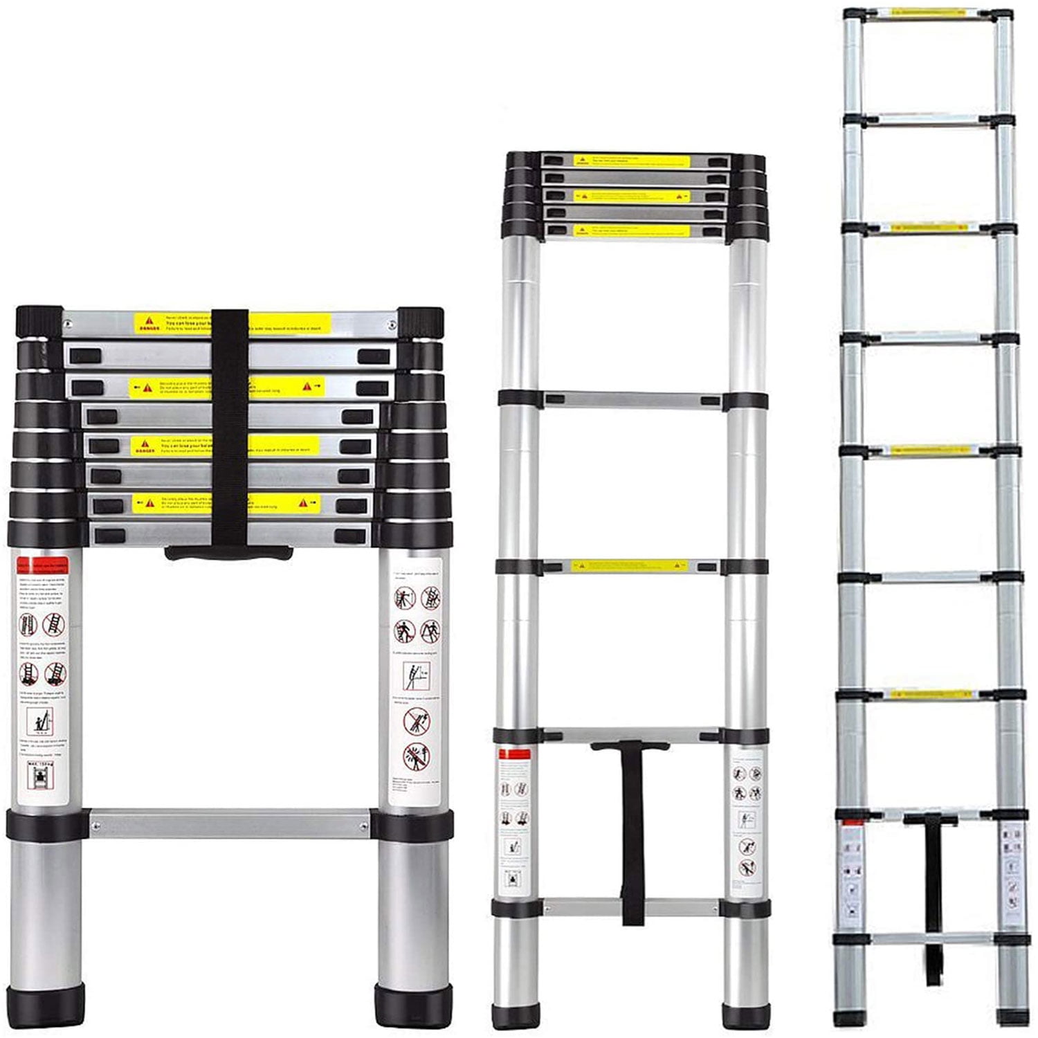 Telescoping Ladder 10.5ft/3.2M Multi Function Aluminum Staright Ladders Retractable Easy to Carry Collapsible for Decoration Household Daily Office Emergency 330lbs Capacity 