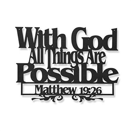 Inspirational Word Art Christian Faith Biblical Verse Wall Sign Handmade Wooden Decoration Plaque Home Office Church God All - 