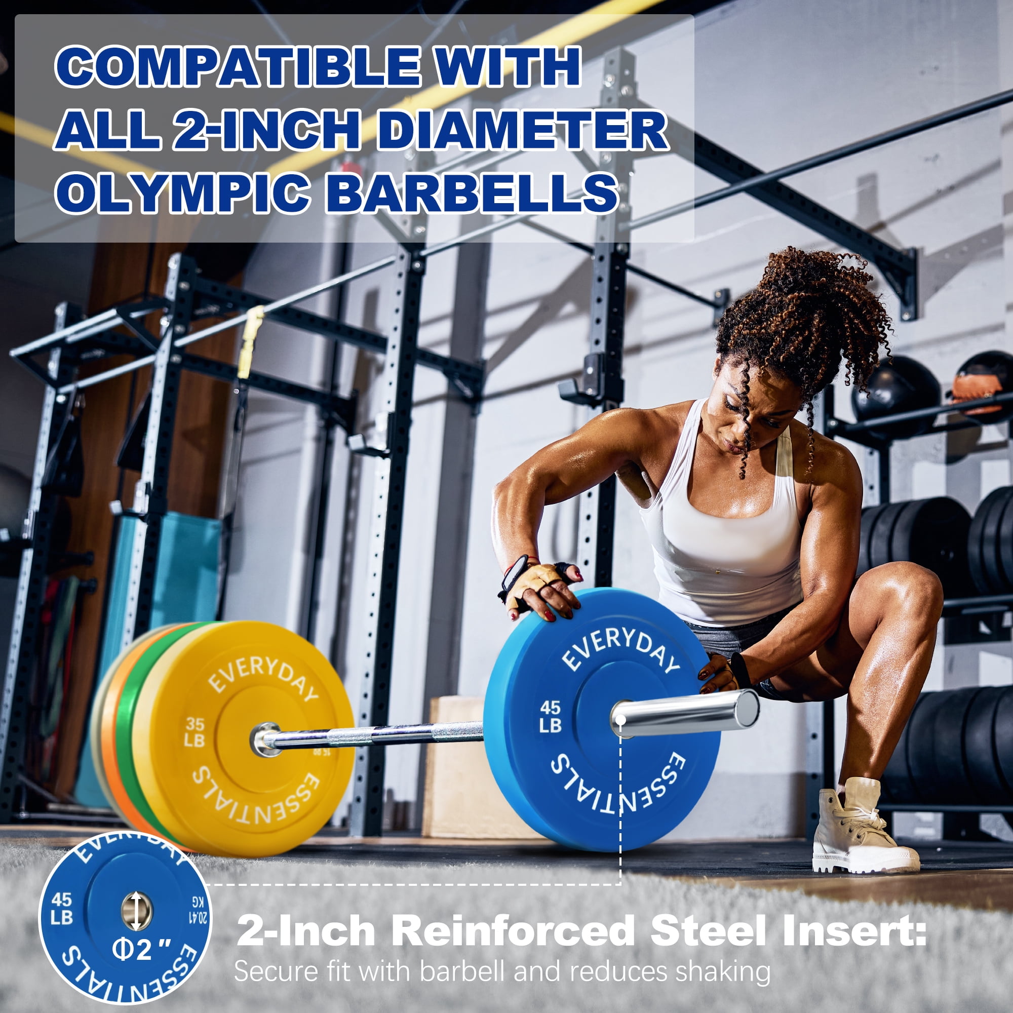 BalanceFrom Olympic Bumper Plate Weight Plate with Steel Hub, Color Coded, 260 lbs Set, Multiple Packages