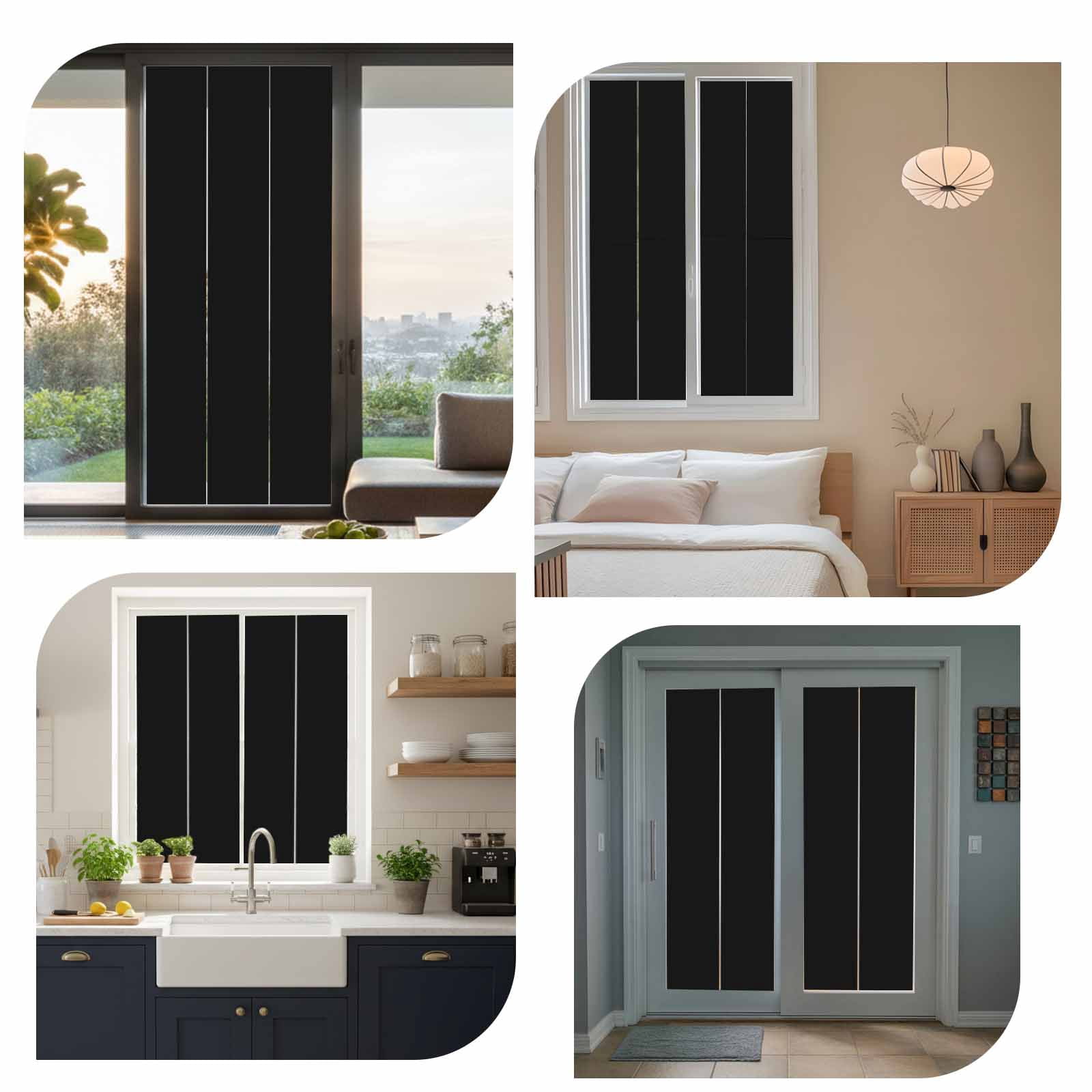 Solid Color Window Privacy Film Black Decorative Glass Window Film UV Blocking Static Cling Non-Adhesive Sticker Covering for Home Door 29.5 x 118 inches
