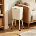 thumbnail image 5 of Modern High-Legged Trash Can with Wheels, Removable Inner Bucket, Press-to-Open Lid, Rolling Tall Kitchen Office Living Room Garbage Bin with Legs (1PC, White), 5 of 8