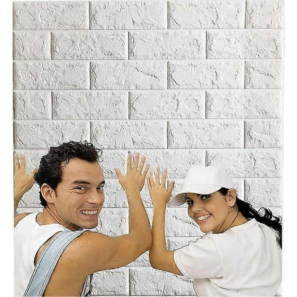 10pcs Self Adhesive 3D Brick Tile Sticker Wallpaper, Waterproof Foam Brick Wall Panels, Fireplace Bedroom TV Wall Stickers -35cmx38.5cm