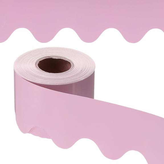 Uxcell Bulletin Board Border, 65.5 Feet Poster Chalkboard Cork Decoration Trim Scalloped Borders Wall Decor for Classroom Office Locker, Light Pink