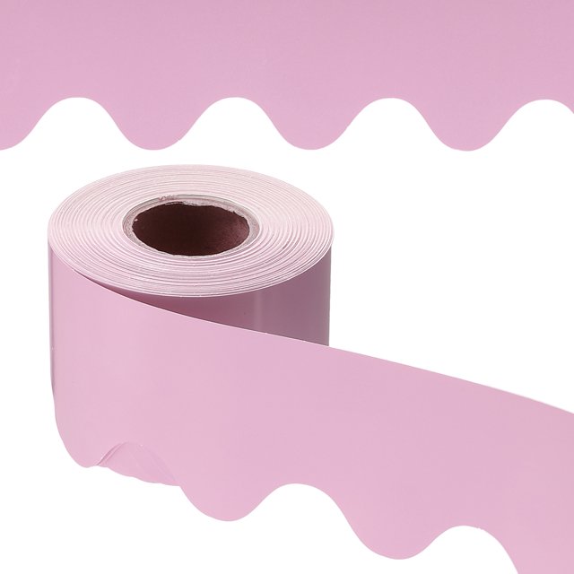 Borde para Tablero de Anuncios Uxcell, 65.5 Pies de Decoración para Póster de Pizarra de Corcho, Bordes Escallopados para Decoración de Pared en Aula, Oficina, Taquilla, Rosa Claro