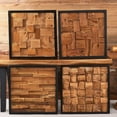 thumbnail image 6 of Warmaxx Rustic Teak Wood Framed Wall Decor 17''x17 Farmhouse Geometric Block Wall Art Decoration Home Living Room Bedroom Office Handmade Square Wooden Slatted Collage Aesthetic Wall Décor, 6 of 18
