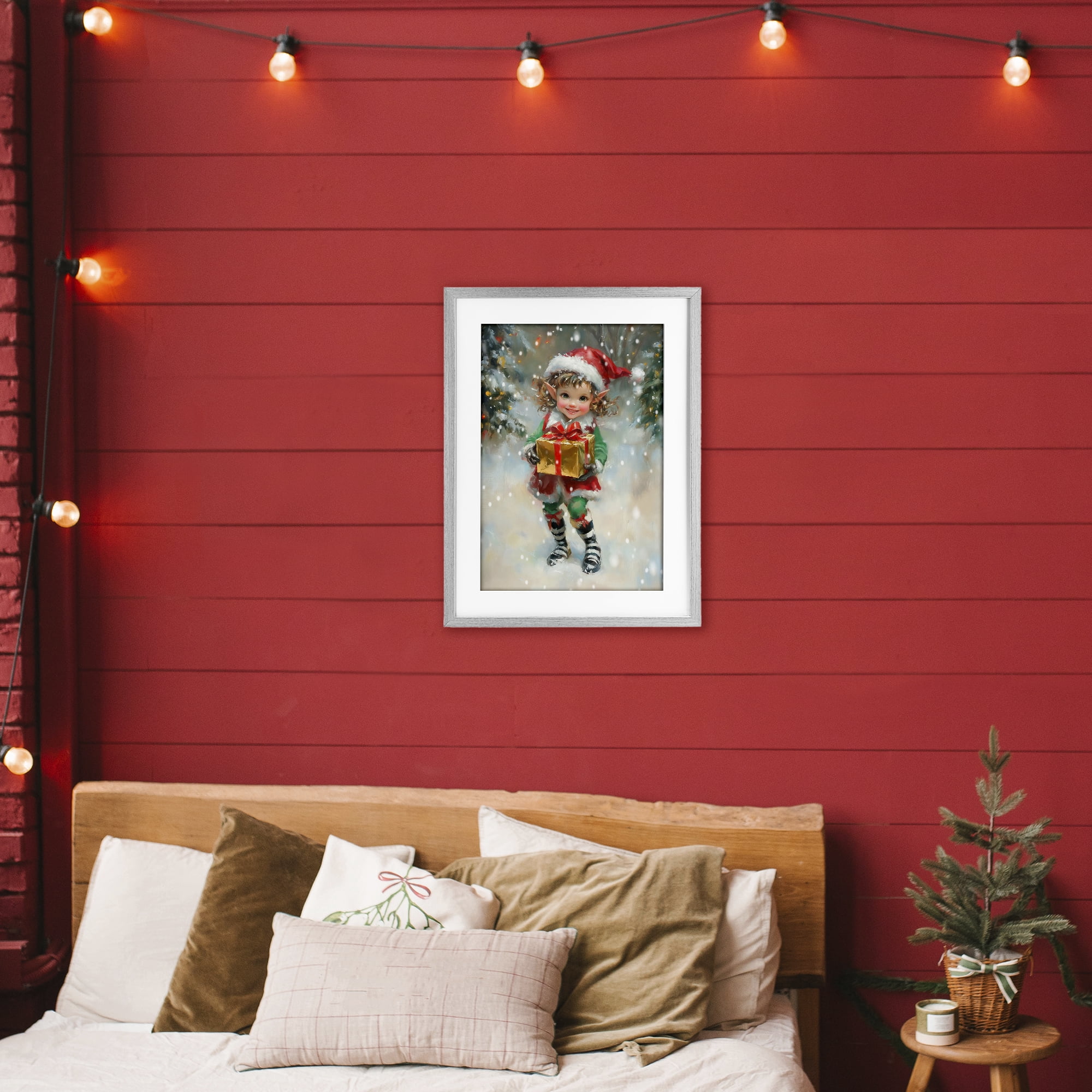 Stupell Industries Santa's Little Elf Gray Framed Print Under Glass, design by Tina LeCour
