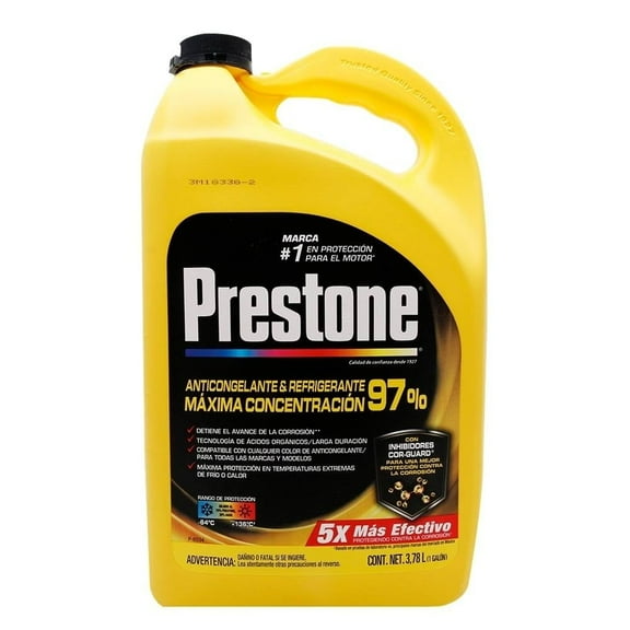 Anticongelante y refrigerante Prestone máxima concentración 97% 3.78 l