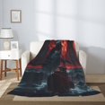 thumbnail image 2 of Throw Blanket for Couch Sofa and Bed, Red Moon Shark Sailboat Super Soft Plush Throw Blanket, Fuzzy Cuteness Comfy Warm Washable Flannel Blanket & Throws for All Season 80"x60", 2 of 5