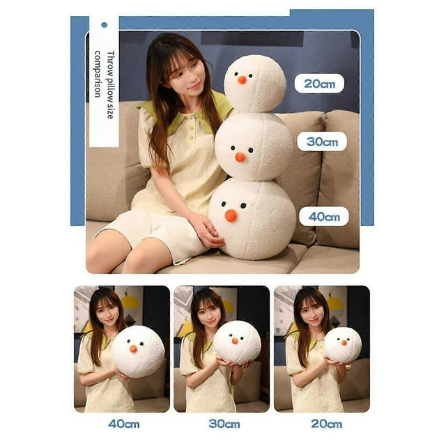 White Snowball Doll Pillow Plush Toy Ball-Shaped Doll Cartoon Soft Cute Festival Gift for Children 40cm